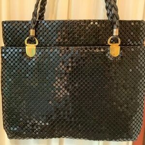 Vintage Cestino Collection Black Metal Mesh Shoulder Bag Purse NWT
